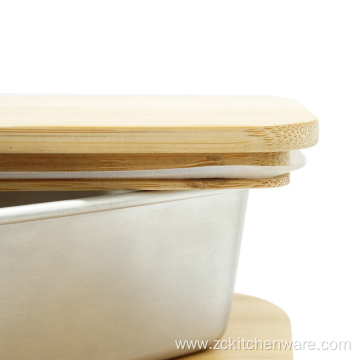 Nesting Bamboo Lid Stainless Steel Food Storages Set
